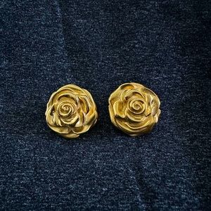 Givenchy Gold Rose Clip On Earrings